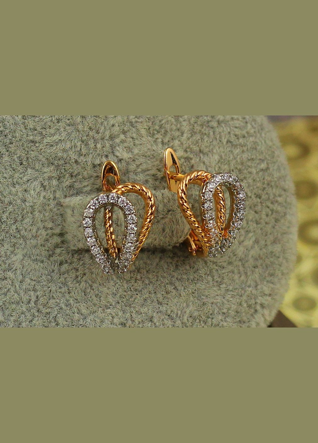 Серьги две петельки с родием 1,4 см золотистые Xuping Jewelry (316606878)