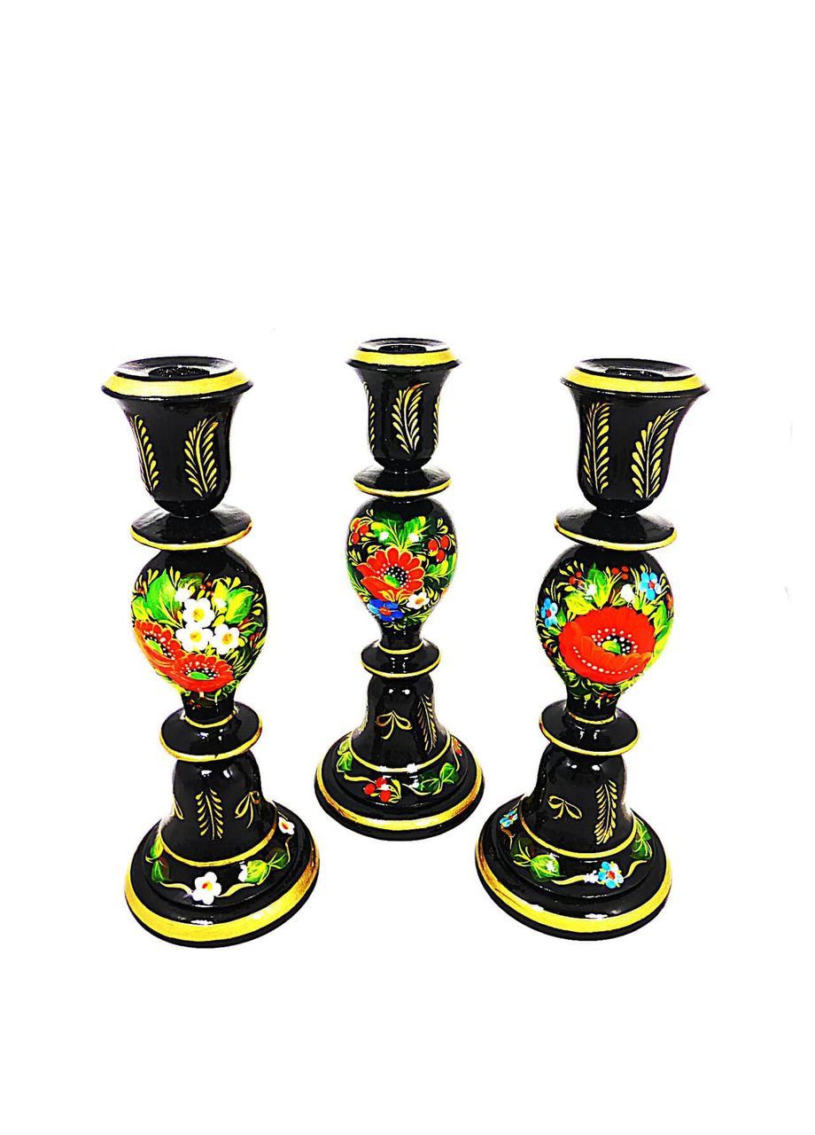 Свічник дерев'яний з Петриківським розписом () Гранд Презент (282738064)