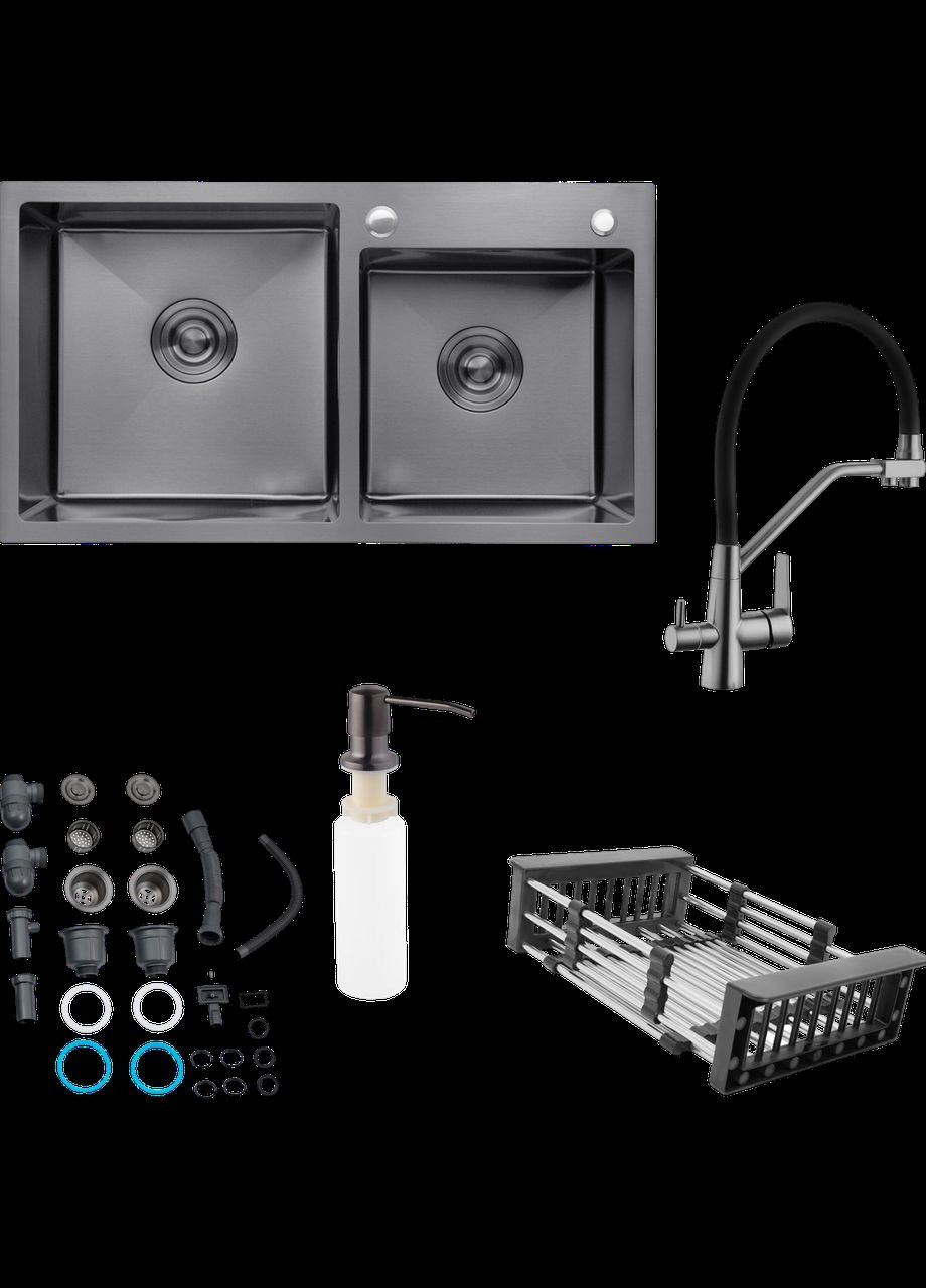 Комплект кухонної мийки KRP Schwarze - 7843ZHM PVD Kroner (336937058)