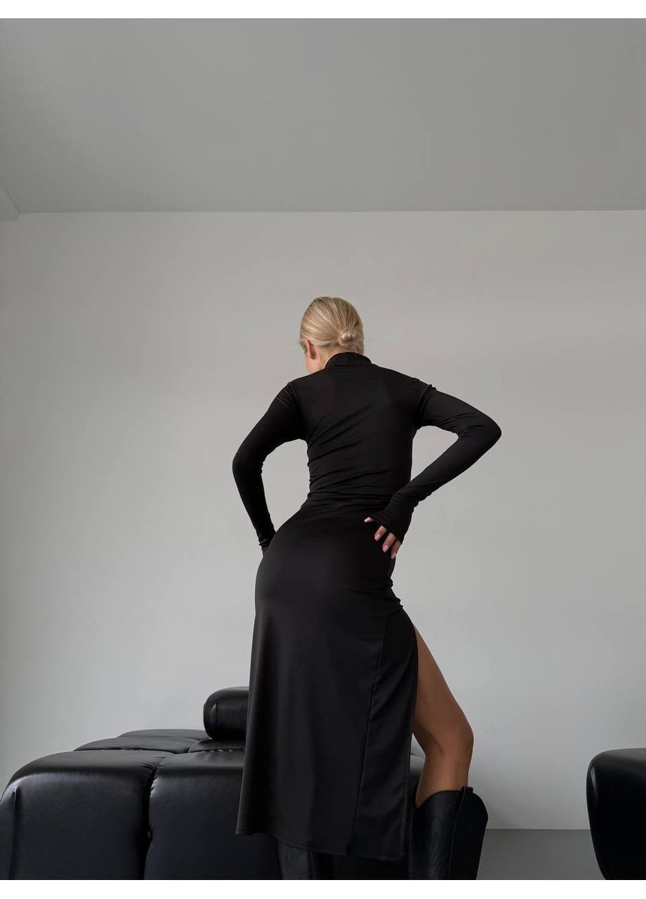 Черное праздничный, вечернее, кэжуал женское платье силуэтное силуэтная Style Point однотонное