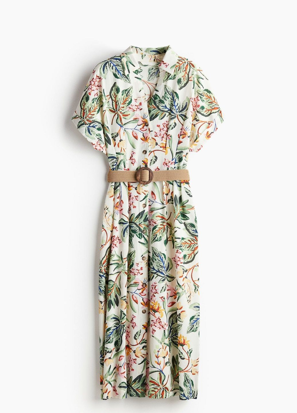 Молочное кэжуал платье H&M с цветочным принтом
