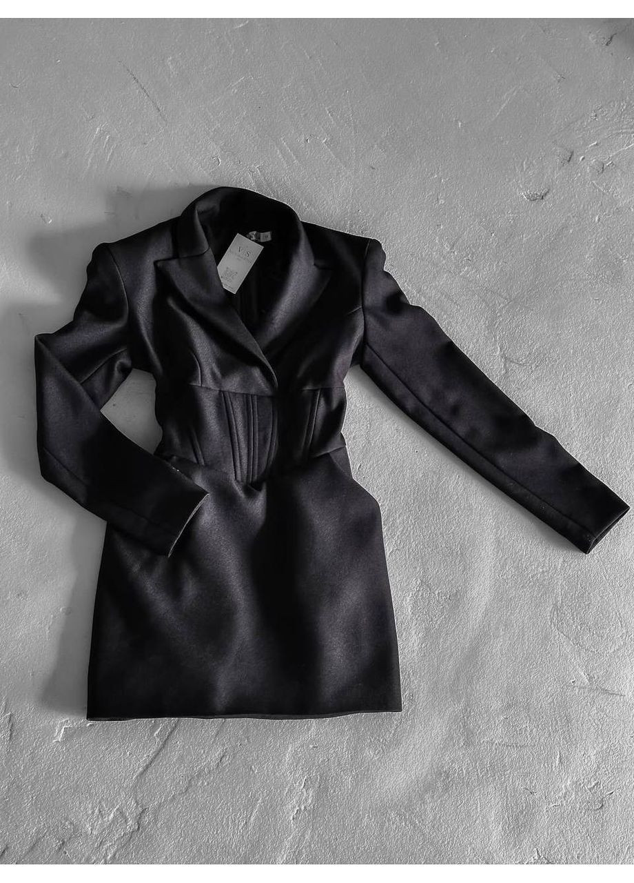 Черное повседневный, деловое, кэжуал женское платье силуэтная No Brand однотонное