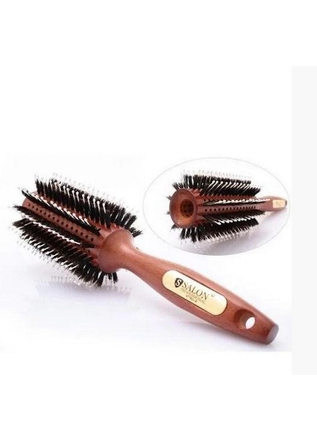 Деревянная щётка-брашинг для волос круглая 4776 clb No Brand (282592696)