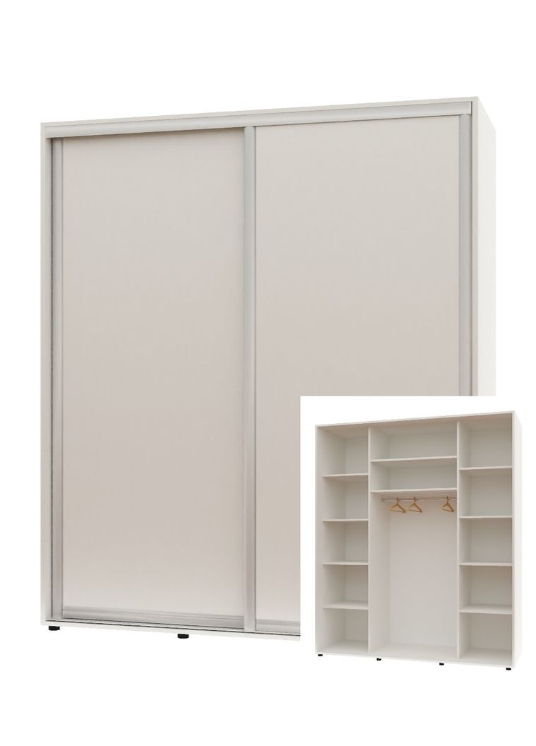 Шафа-купе дводверна 190*60*210 см Білий 2 двері ДСП Максі Комфорт Меблі (360476640)