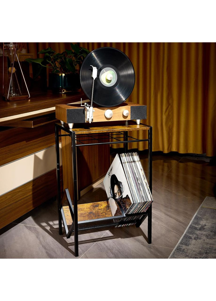 Стелаж стіл для вінілового програвача грамофона з підставкою для вінілових пластинок 65х43.5х28 см No Brand (366304389)