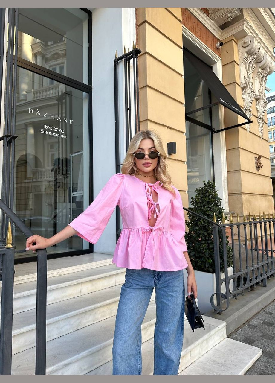 Розовая кэжуал рубашка однотонная Adelante