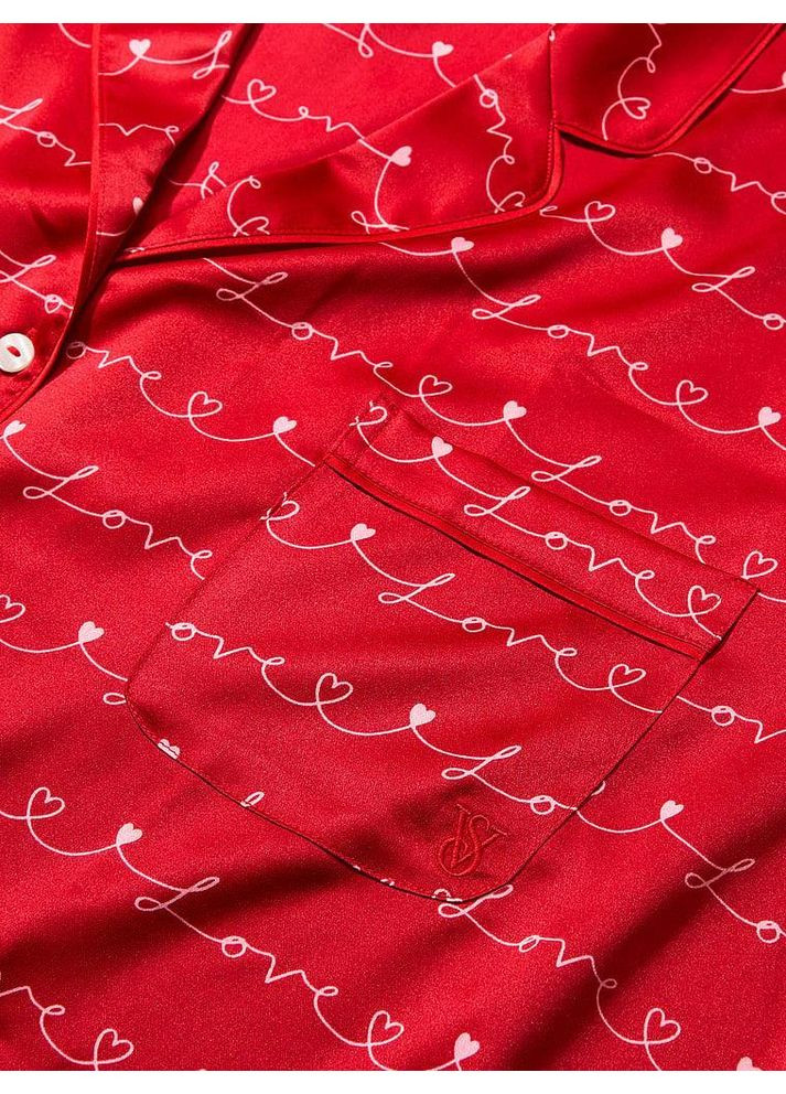 Червона всесезон жіноча піжама (шорти + сорочка) (2321697159591) signature satin short pajama set xs червона Victoria's Secret