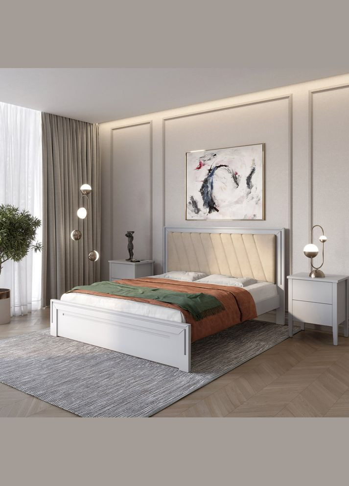 Односпальная деревянная кровать Торонто Т6 (RAL 7040)/Аляска 23 (бежевый) 90х200 см (MBG-9626) Mebigrand (366085774)