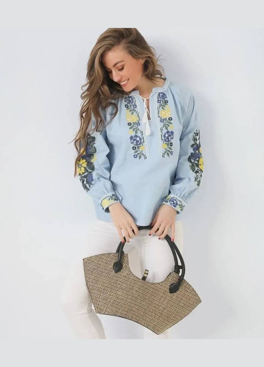 Жіноча вишиванка Троянди блакитна ESQ 5581 (303898844)