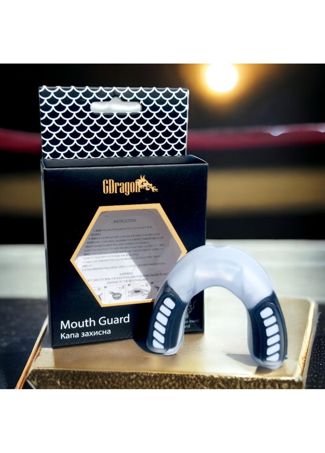 Капа для боксу ММА захисна GDragon спортивна для зубів тришарова силіконова з термопластика Біла 1_1_L_2 No Brand (354833550)