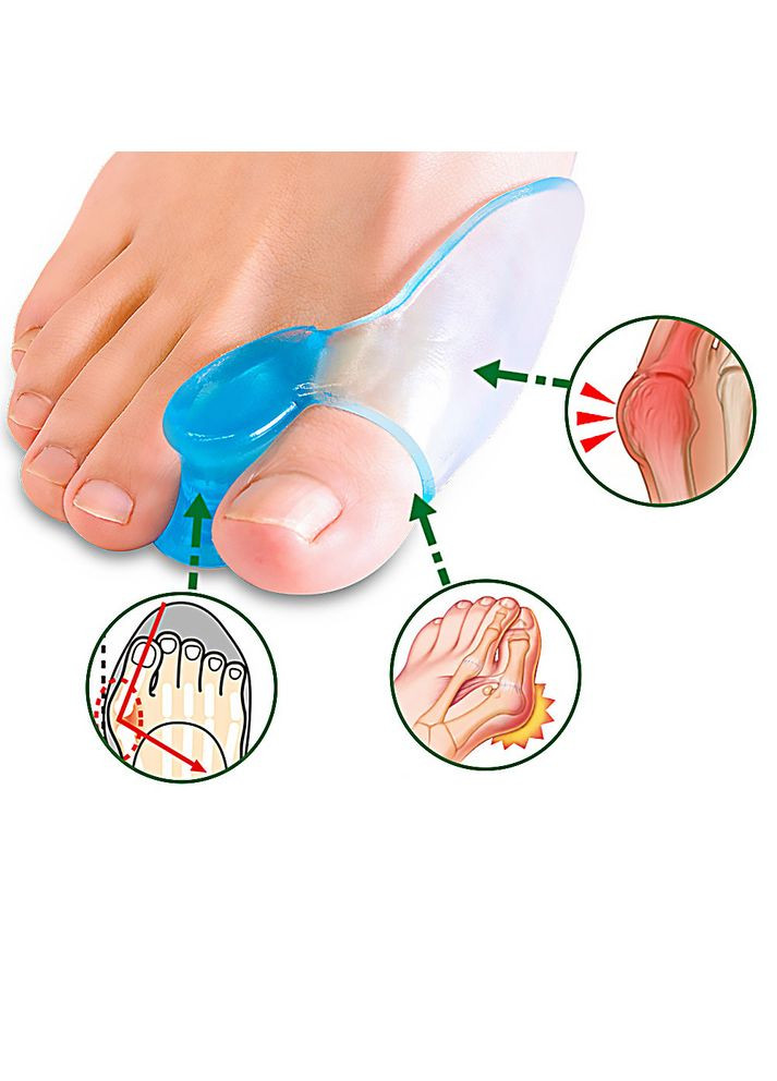 Ортопедичні силіконові коректори великого пальця ноги проти випираючої кісточки комплект Transparent Blue No Brand (350202687)