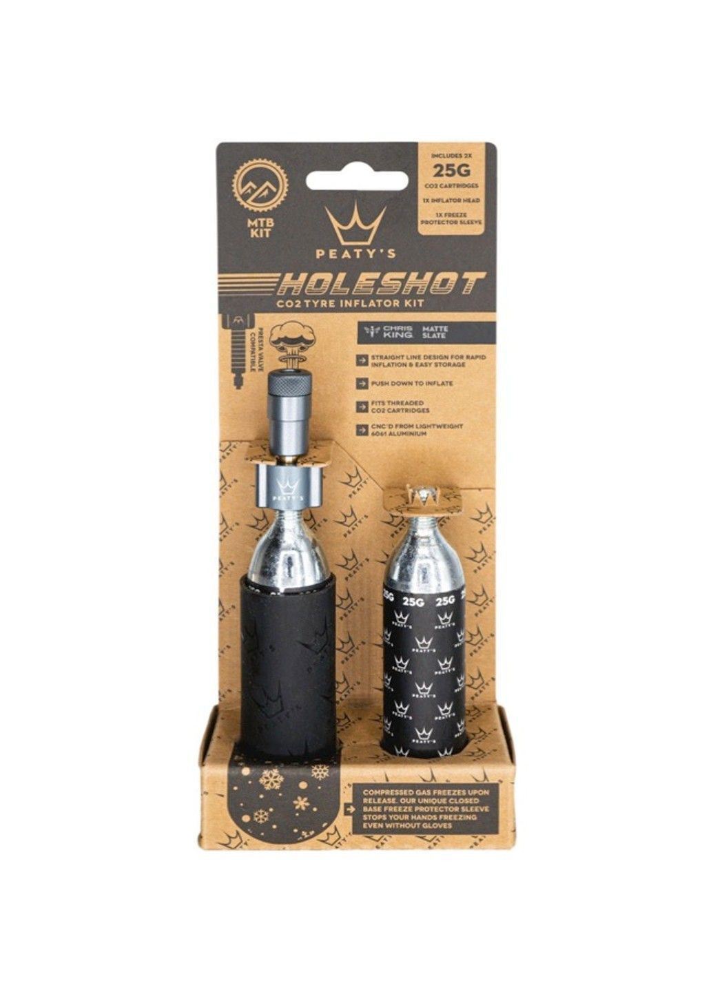 Насос Holeshot CO2 Tyre Inflator, MTB 25g, Slate Peaty's (362946604)