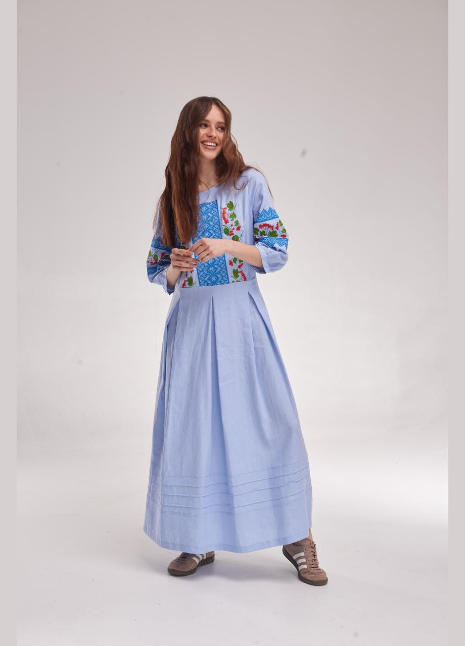 Женское вышитое платье "Калина" голубое MEREZHKA (288605884)