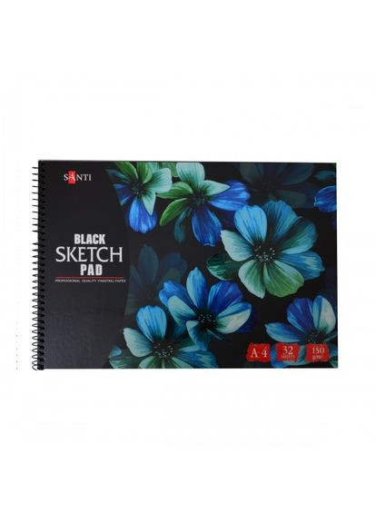 Альбом для рисования с черной бумагой А4 742608 32 листа Santi (370369153)