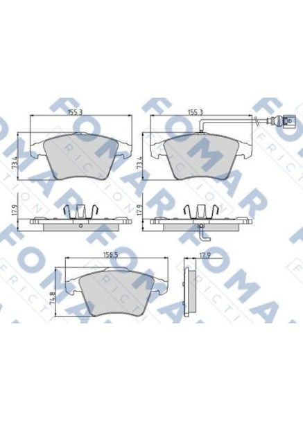 Колодки тормозные дисковые передние VW TRANSPORTER (T5) 03-, MULTIVAN 04- FO 918981 Fomar (364975051)