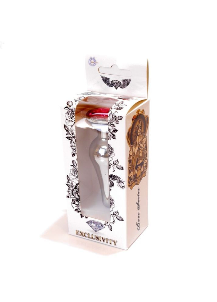 Анальная пробка с розовым кристаллом M "Jewellery silver butt plug pink" от Boss Series (363975924)