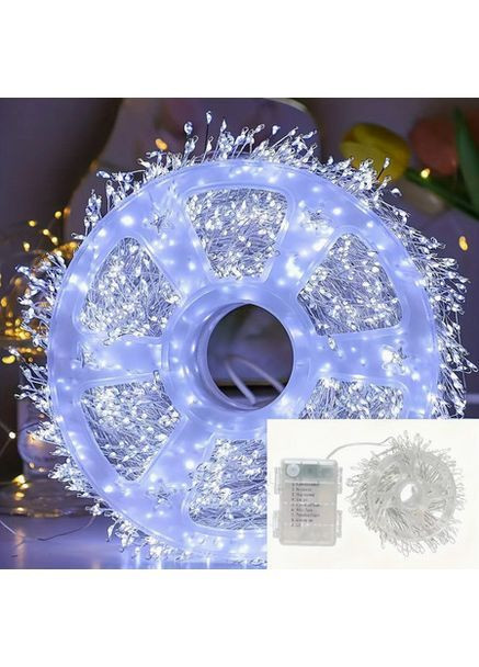 Срібна мішурна гірлянда з дистанційним керуванням ВашаБренд WW-1 30m 900L white wire (47392-_444) XPRO (367185611)