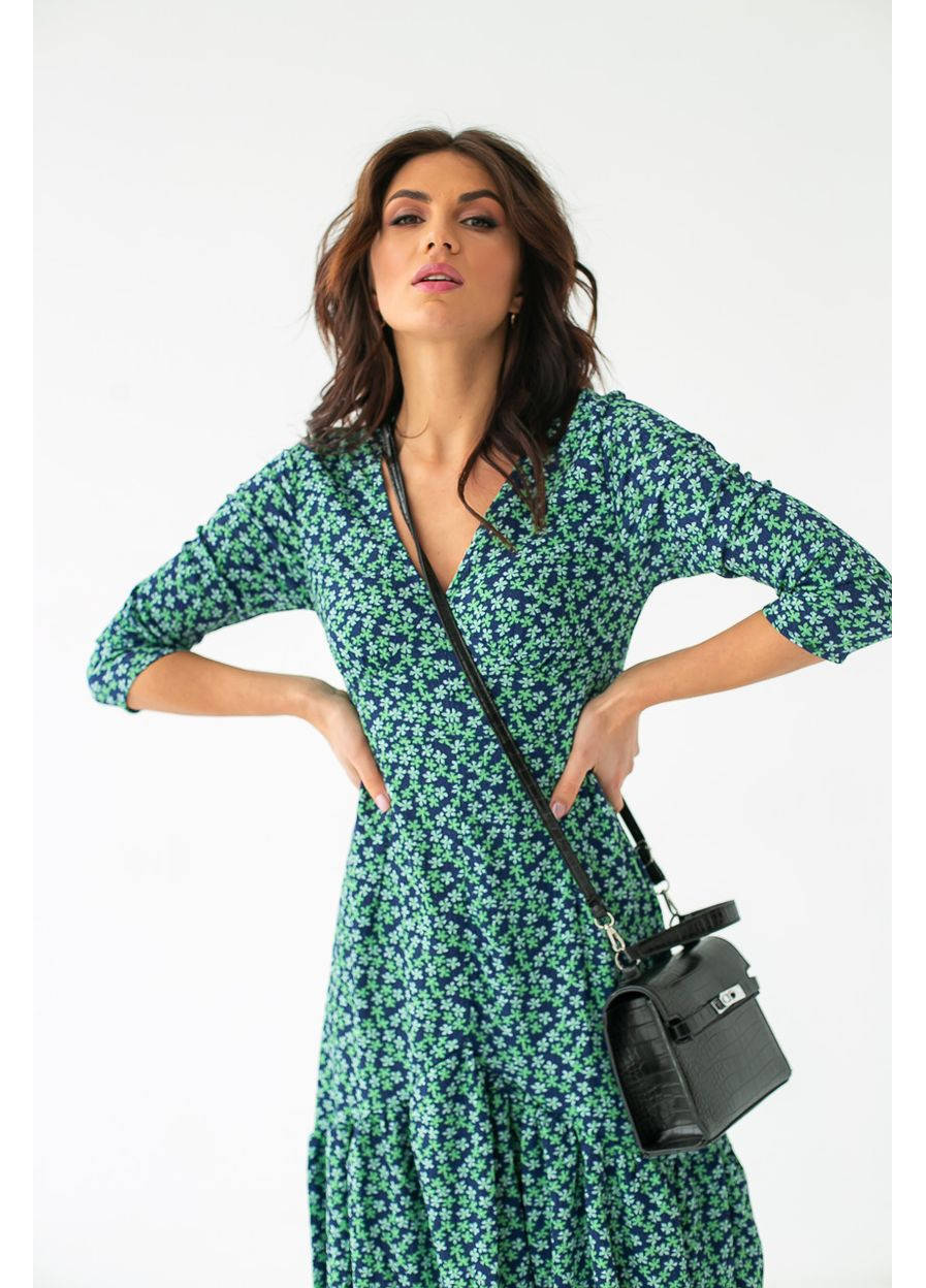 Зеленое повседневный, вечернее платье миди с цветочным принтом силуэтная Byron с цветочным принтом