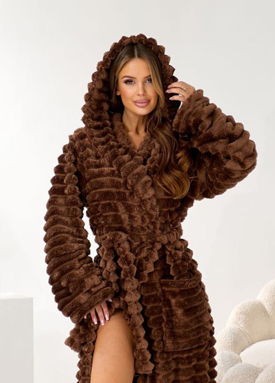 Женский махровый халат миди с капюшоном Selim-tekstil (370143780)