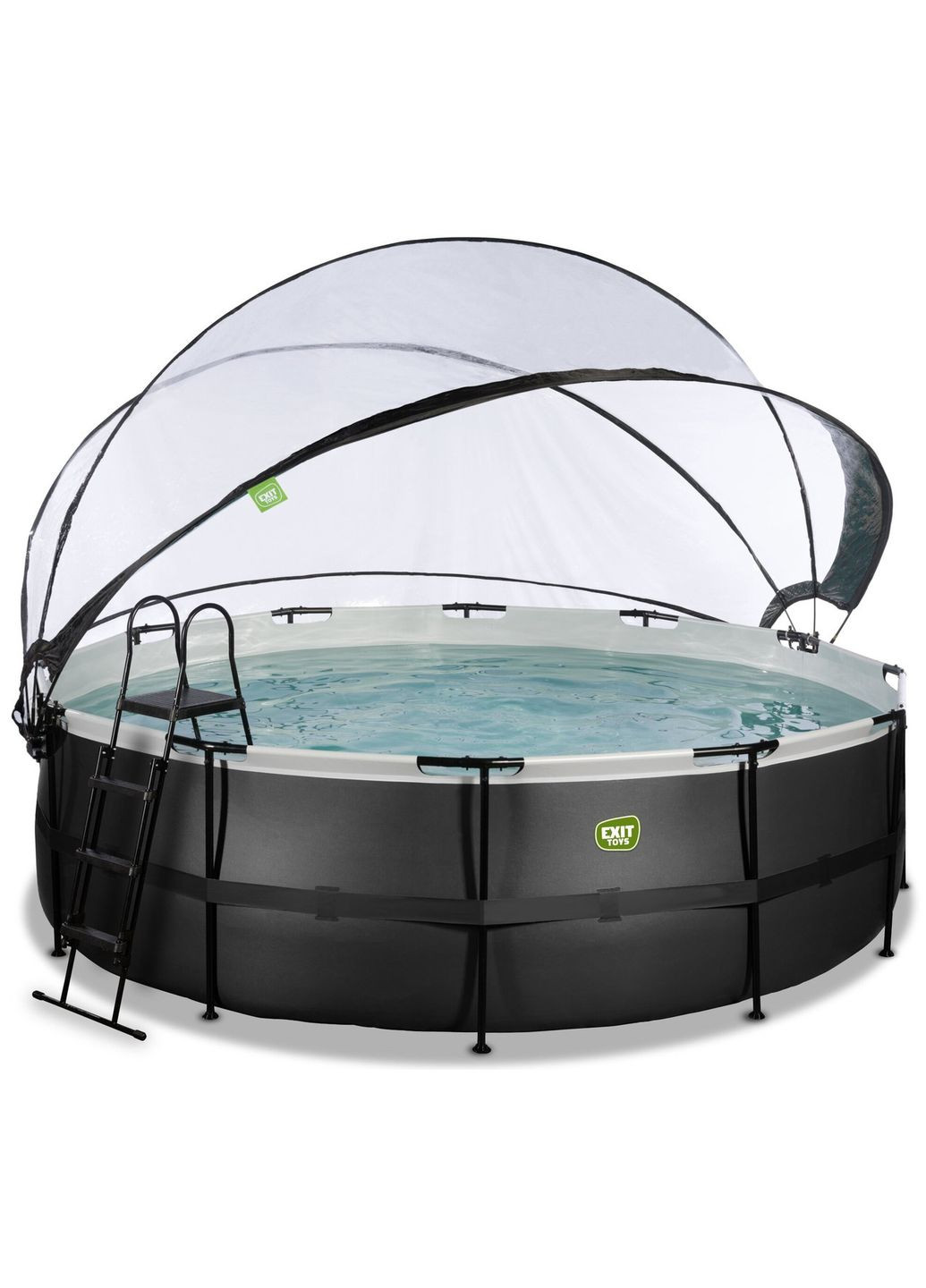 Басейн каркасний EXIT 450 х 122 см/15233 л Чорна шкіра круглий із куполом + насос 70 Вт Exit Toys (329444313)