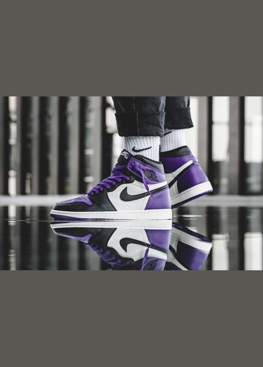 Черные всесезонные кроссовки air jordan 1 retro high court purple - 555088-501 Nike
