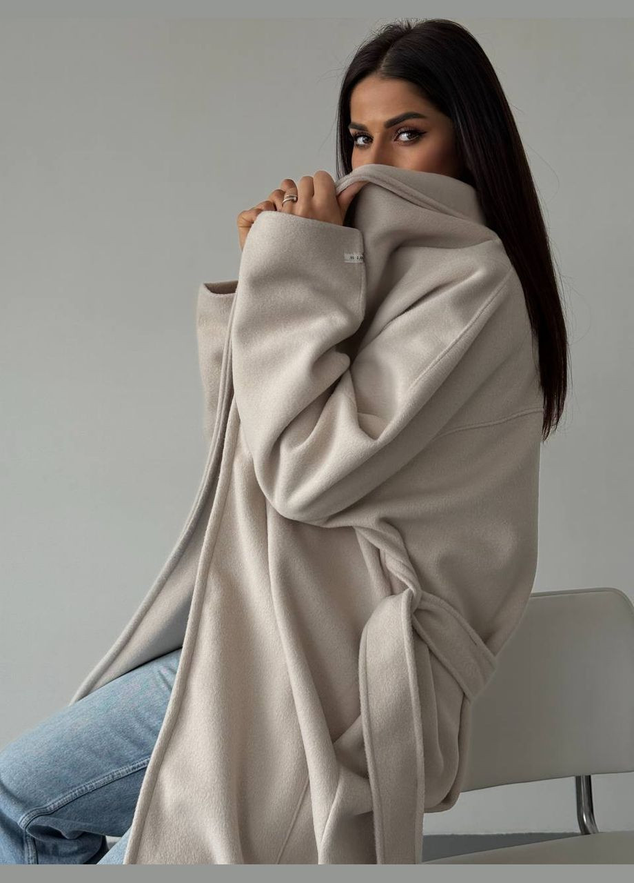 Светло-бежевое демисезонное Кашемировое оверсайз пальто без подкладки. оверсайз Vakko