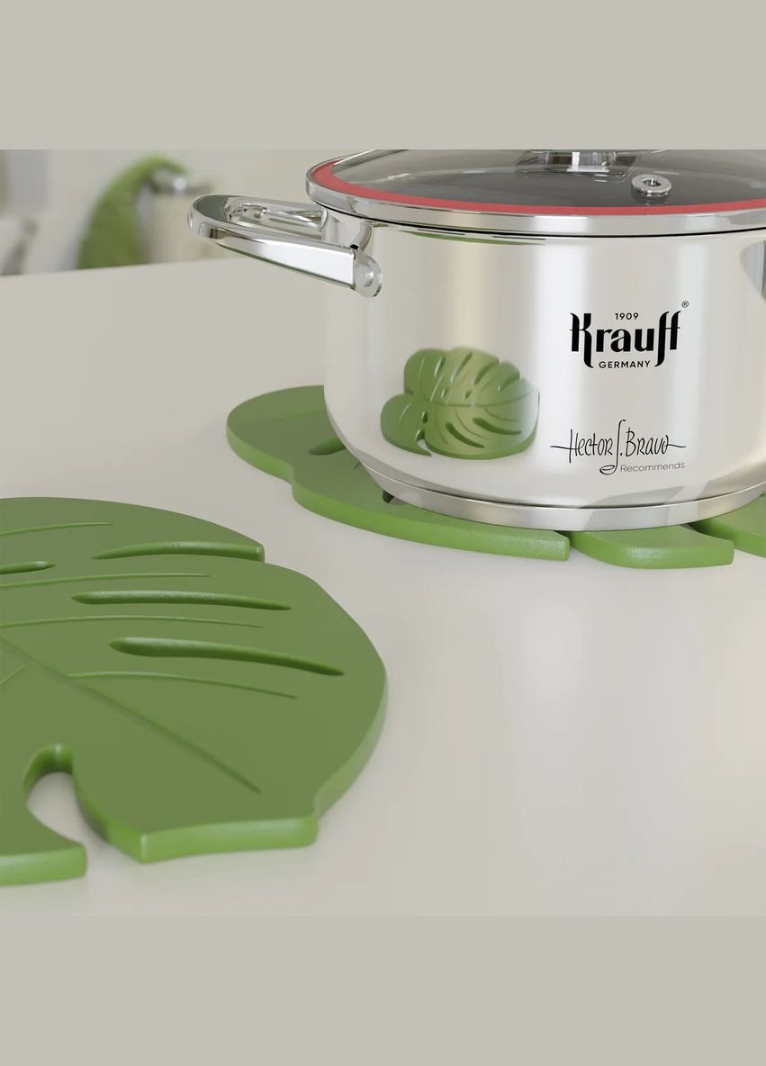 Подставка под горячее Monstera 29-305-079 22х17 см зеленая Krauff (317559499)