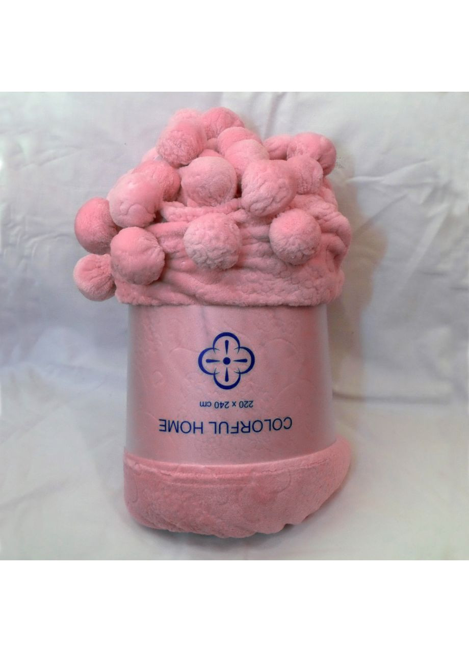 Плед з помпонами Пилкова троянда 200х220см. Colorful Home (372713130)