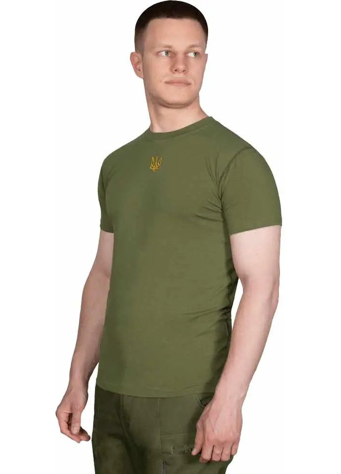 Зелена футболка modal золотий тризуб green Camotec