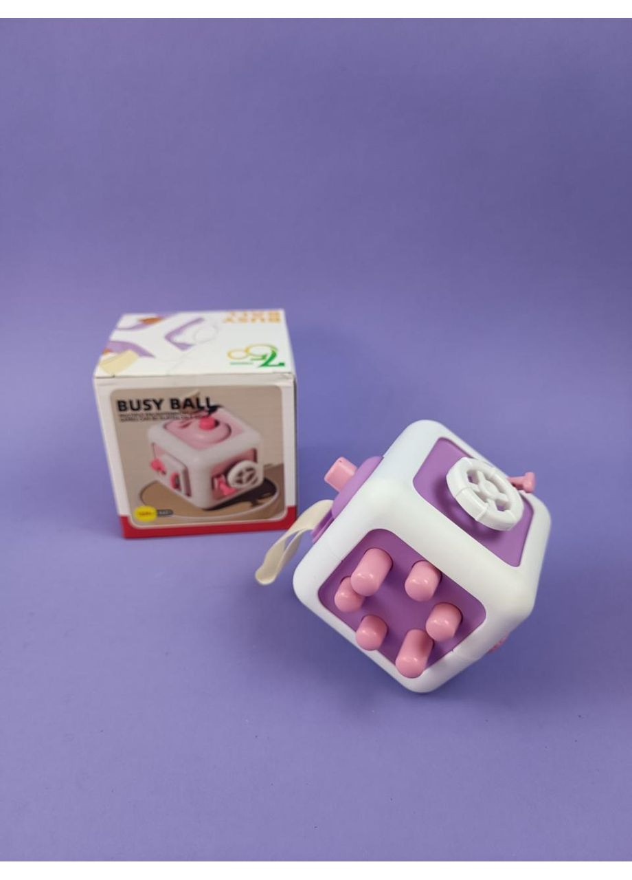 Бізіборд з кнопками пластиковий бізікуб фіолетовий YD 750-16 3 кольори, "Куб", пискавка, тріскачка, пальчи Fun Game (362575241)