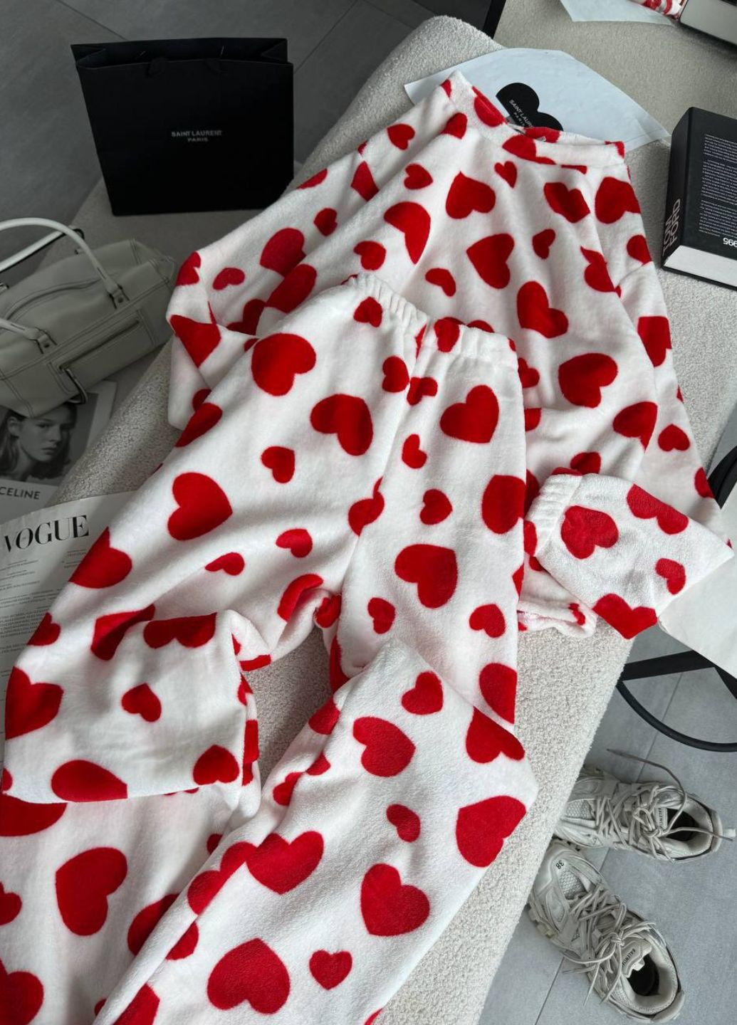 Червона всесезон вишукана махрова піжама двійка з візерунком: кофта + штани кофта + брюки Allthings