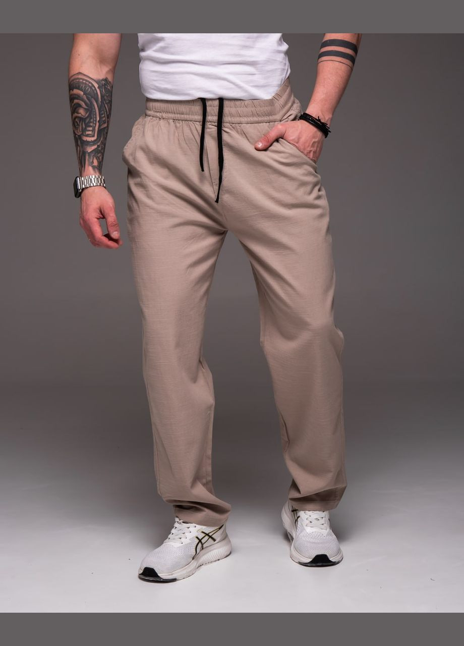 Бежевые спортивные, повседневный, кэжуал летние брюки Vakko