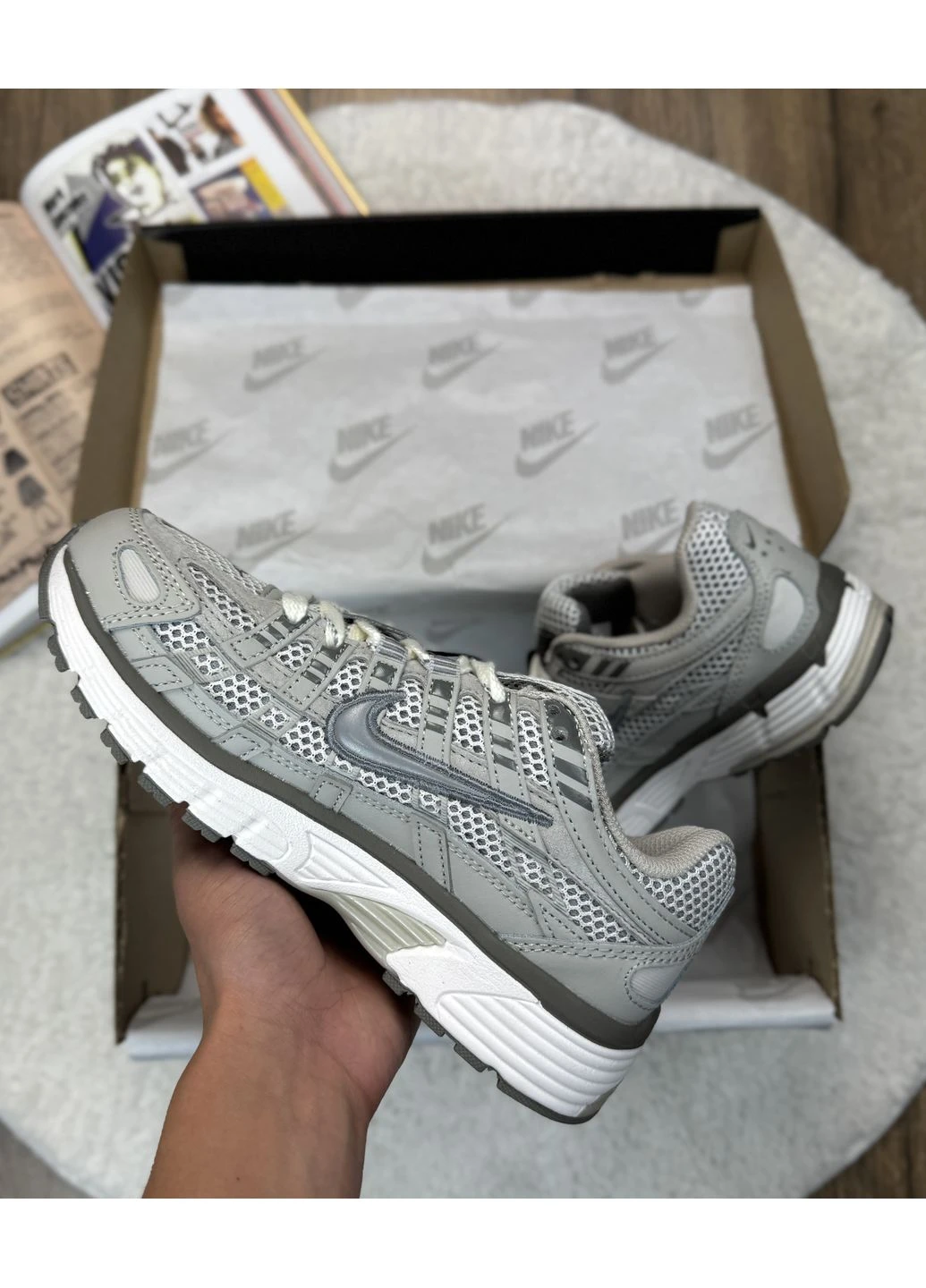 Белые демисезонные кроссовки мужские nike p-6000 grey white найк п-6000 белые No Brand