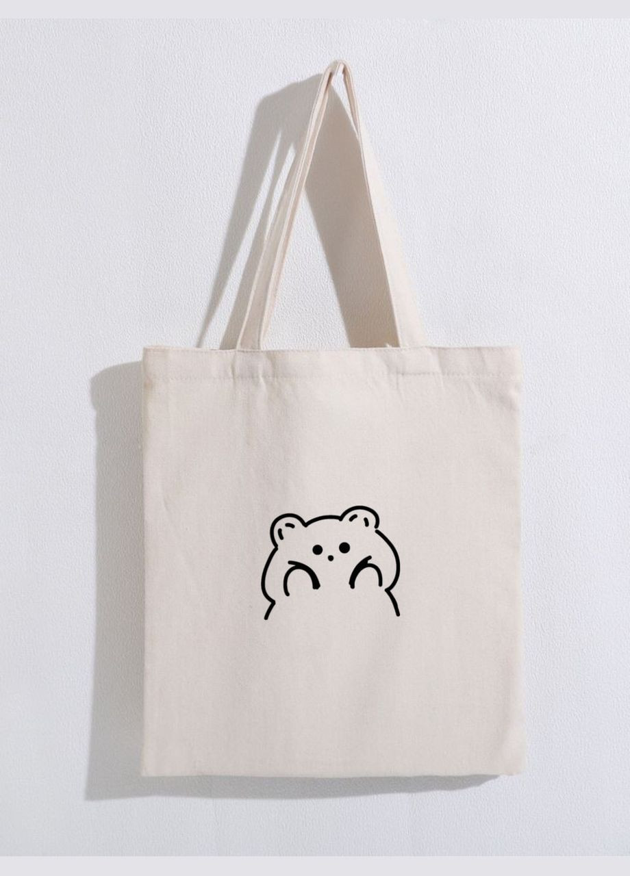 Эко сумка шопер бежевый с принтом "Милый мишка" Handmade (292713517)