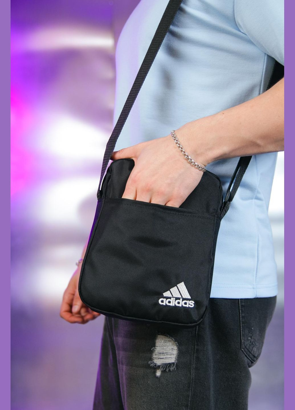 Барсетка 1000d черная, белое лого No Brand (329203542)