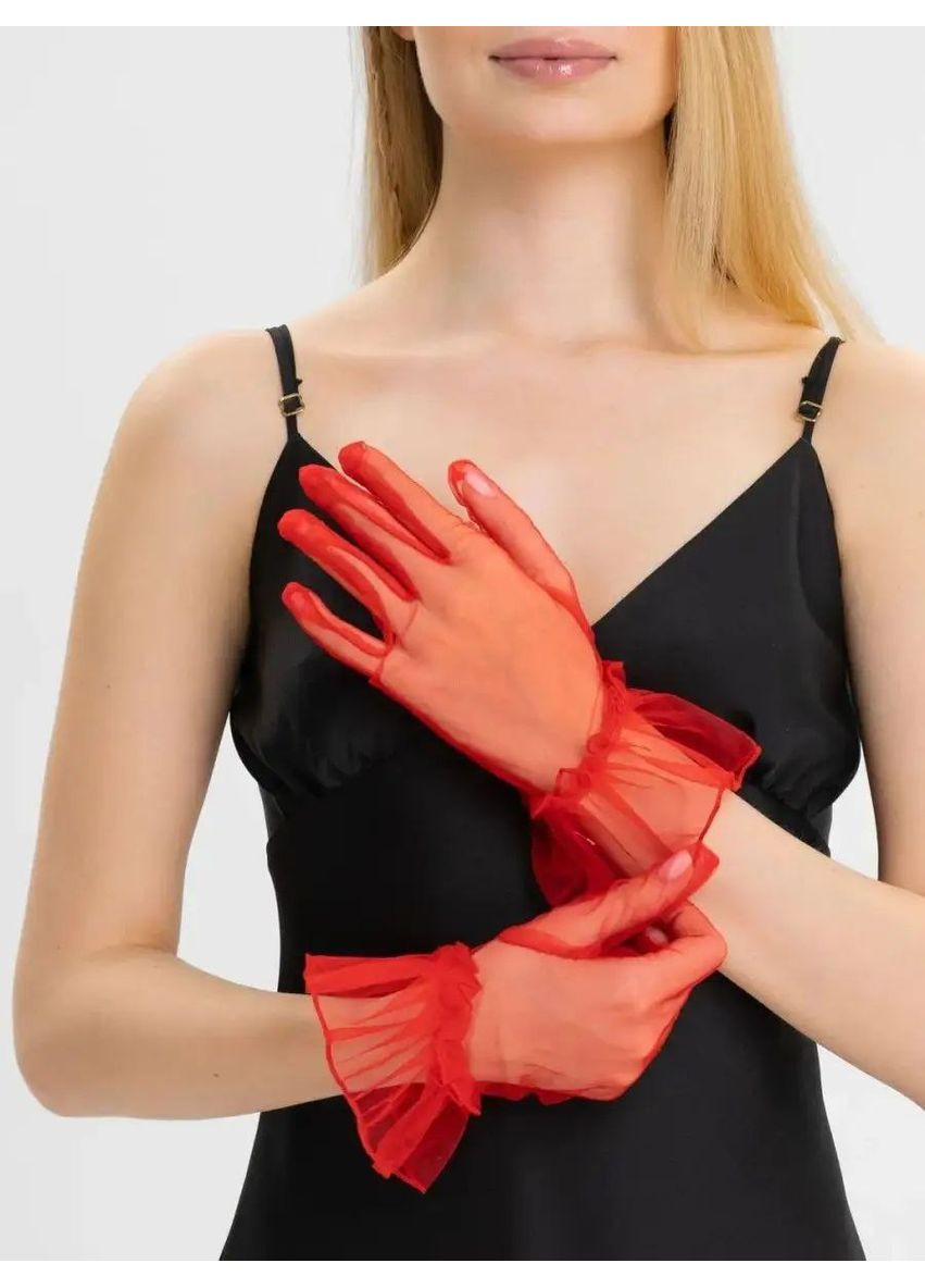 Рукавички жіночі напівпрозорі з рюшами класичні стиль вінтаж No Brand Рукавички Vintage білі (350669266)