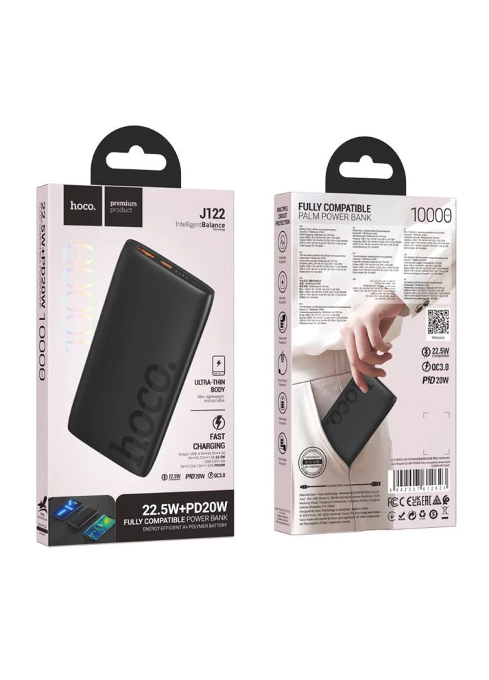 Повербанк J122 Respect, PD20W+22.5W, 10000 mAh, black Hoco (393909966)