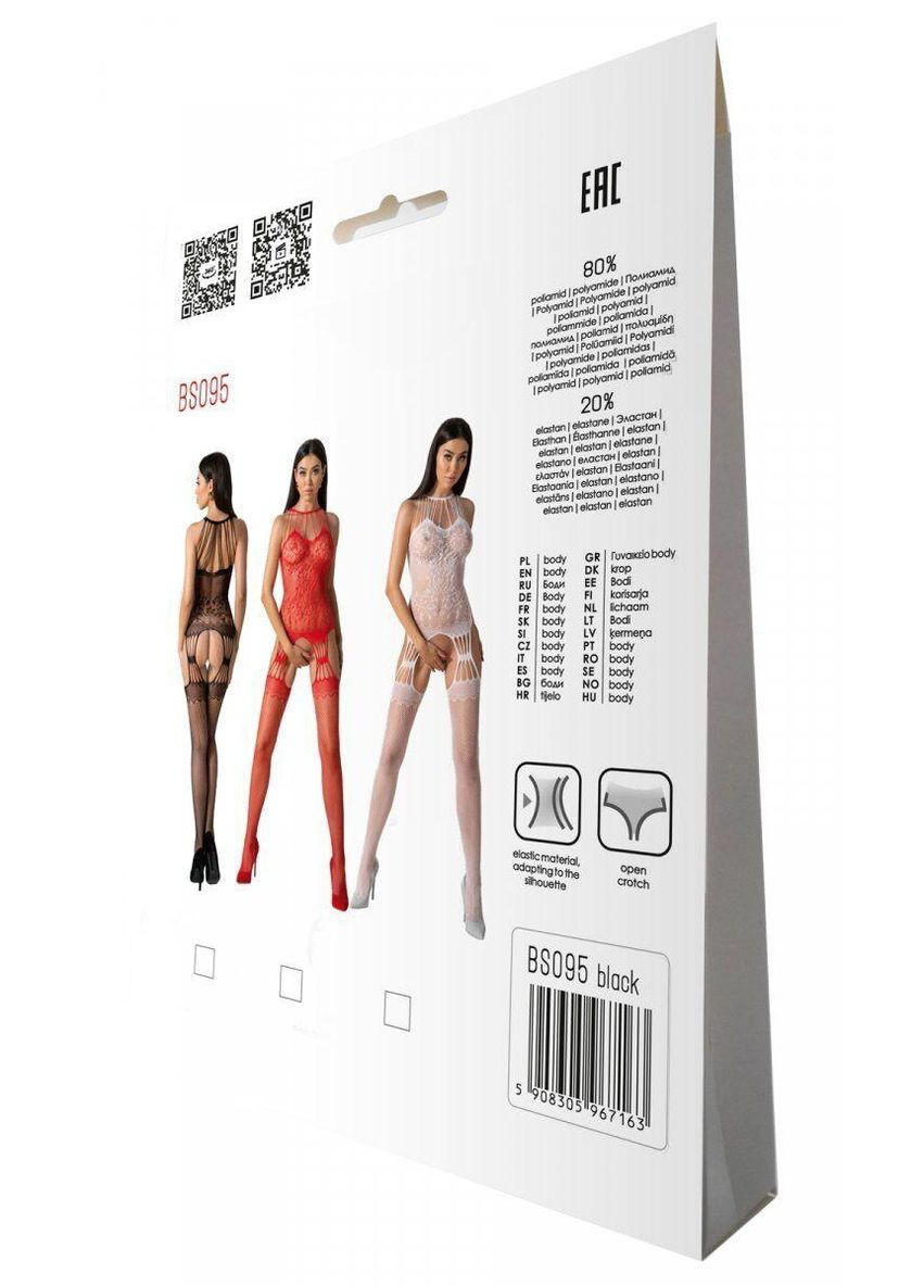 Эротический бодистокинг BS095 black, черный костюм сетка Passion (297138603)