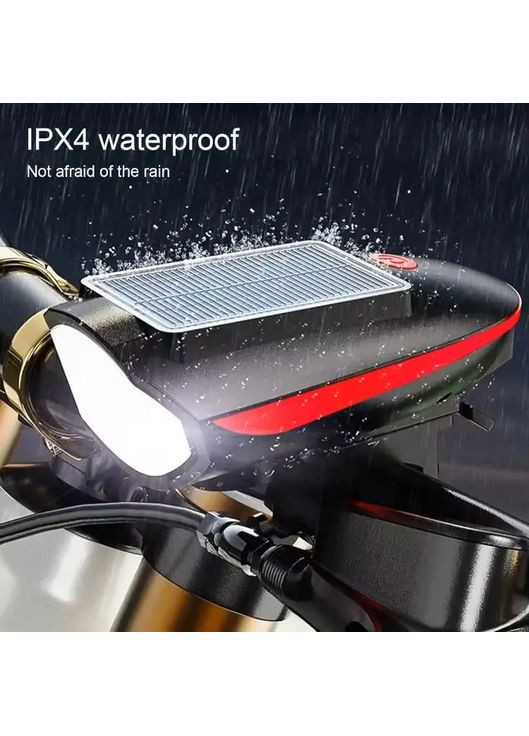 Велосипедный фонарь с сигналом на солнечной батарее, аккумуляторный с USB зарядкой, влагозащищенный Power (372459797)