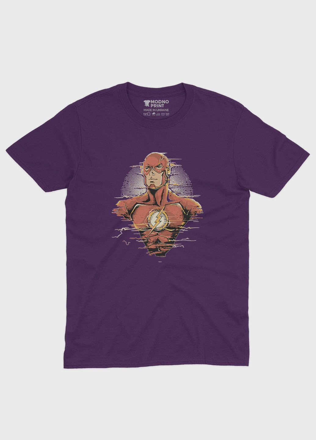 Фіолетова демісезонна футболка для дівчинки з принтом супергероя - флеш (ts001-1-dby-006-010-008-g) Modno