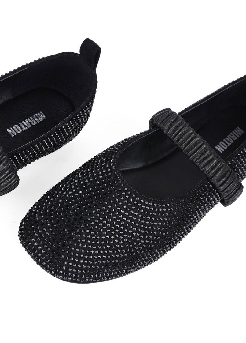 Жіночі жіночі балетки jr1123-2 чорний велюр MIRATON | чорні текстиль (302651897)