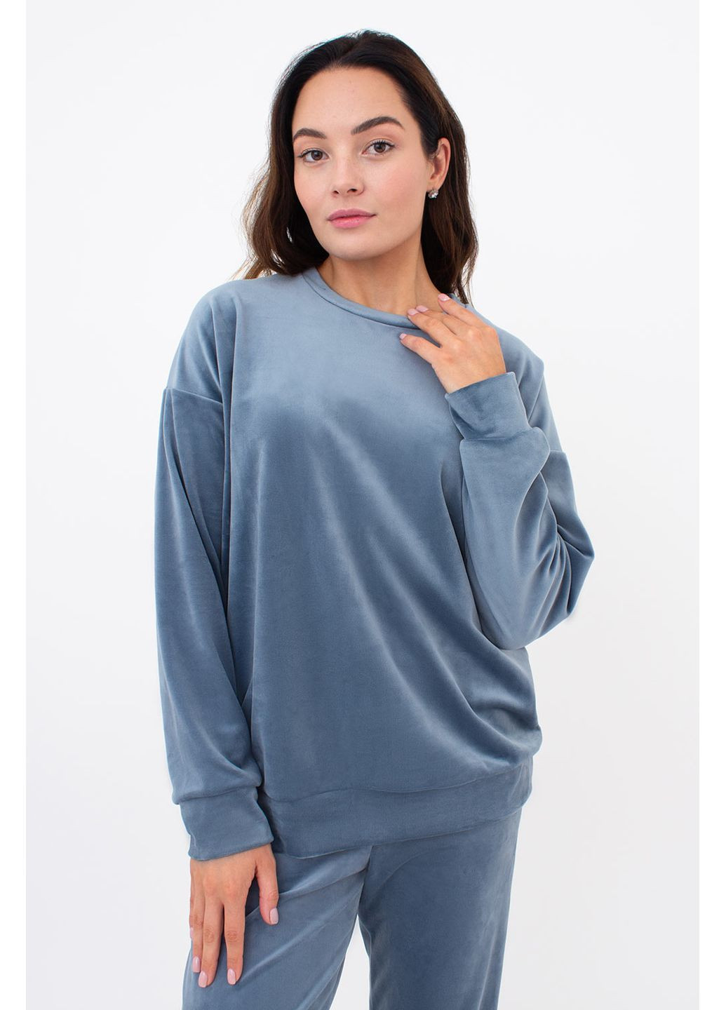 Голубой демисезонный женский велюровый свитшот Giulia SWEATSHIRT