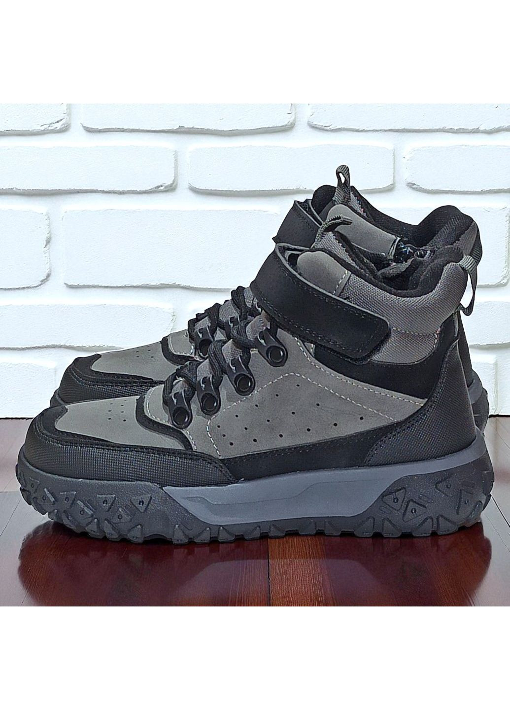 Утеплені демісезоні осінні підліткові черевики ортопедичні хайтопи на липучці для хлопчика підлітка на флісі Clibee (362184806)