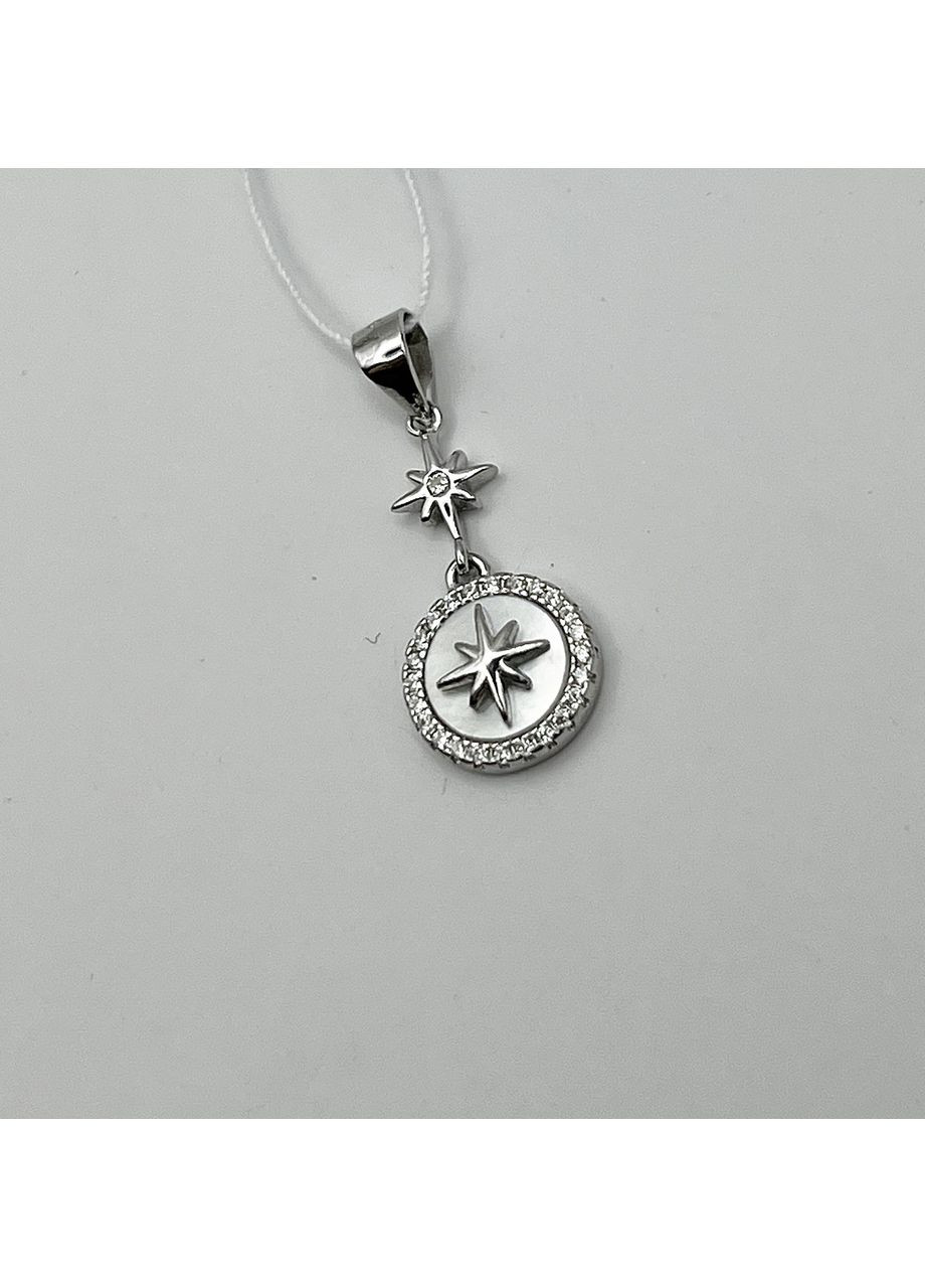 Кулон срібний з перламутром і кубічним цирконієм "Зірка" 1,57 г No Brand (369736520)