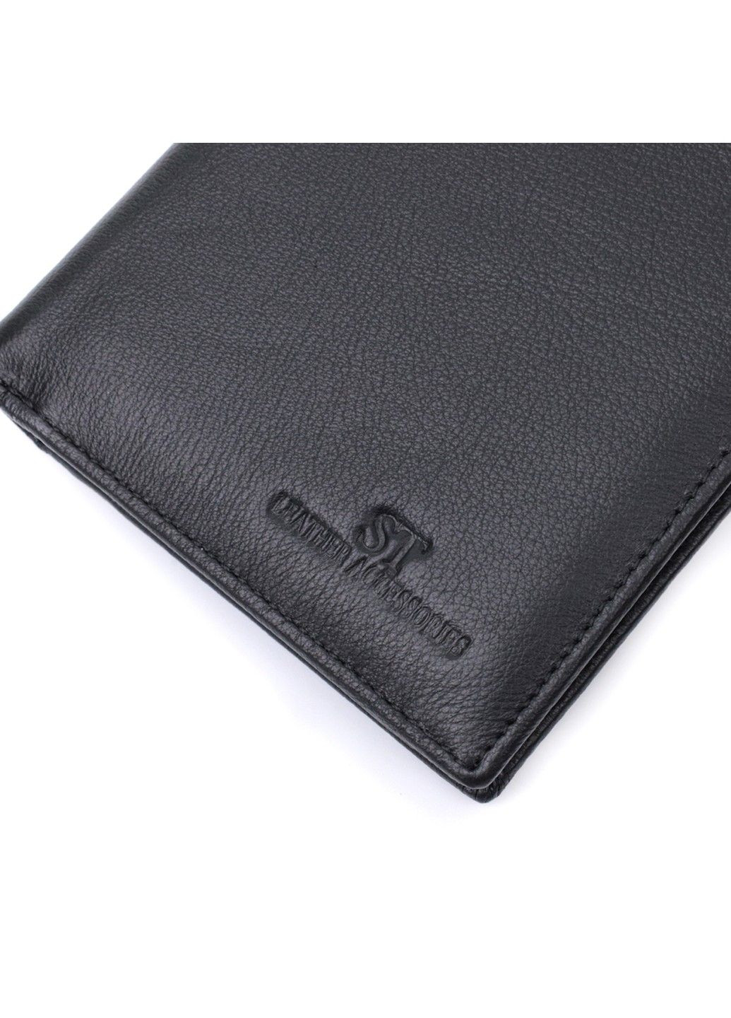Вертикальне чоловіче портмоне з натуральної шкіри 22733 Чорний st leather (298111829)