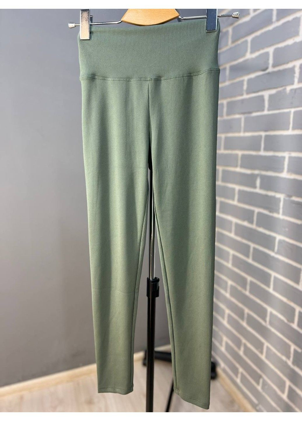 Хаки демисезонные лосины женские lady hurem 2247 рубчик широкий утягивающий пояс хаки No Brand