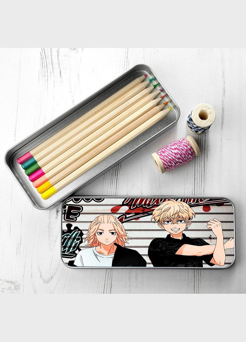 Пенал шкільний для хлопчика та дівчинки металевий Токійські месники #002 7*18 см Silver No Brand (309154693)