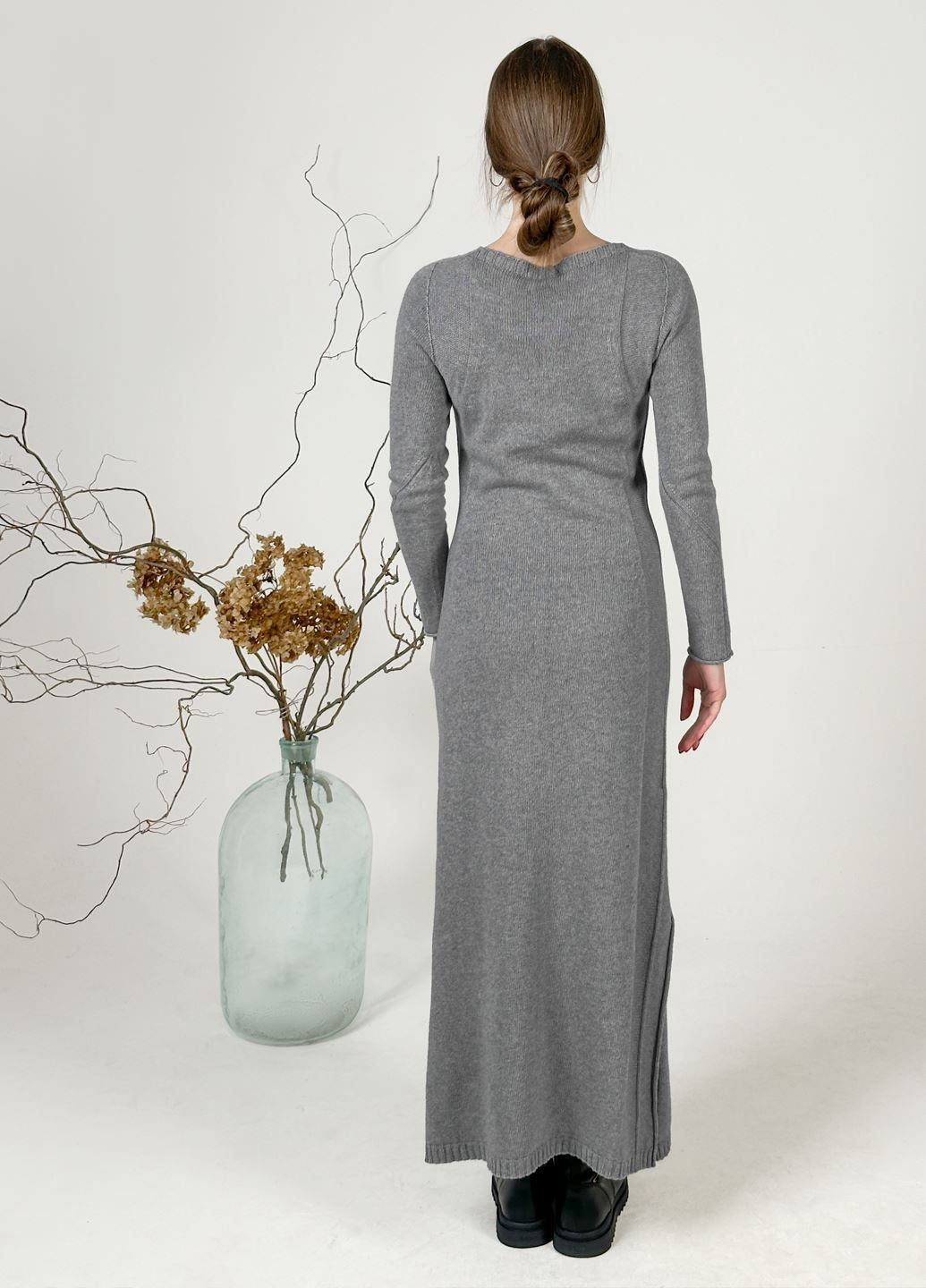 Серое кэжуал, повседневный платье Stefanel однотонное