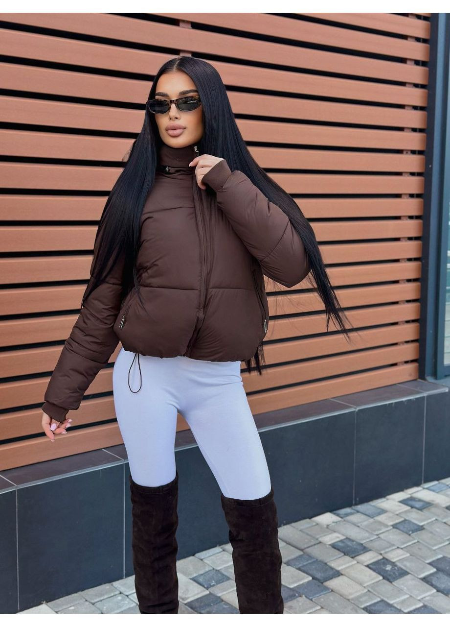 Темно-коричнева зимня куртка зимова тепла,плащівка,силікон 250,глибокий капюшон Україна