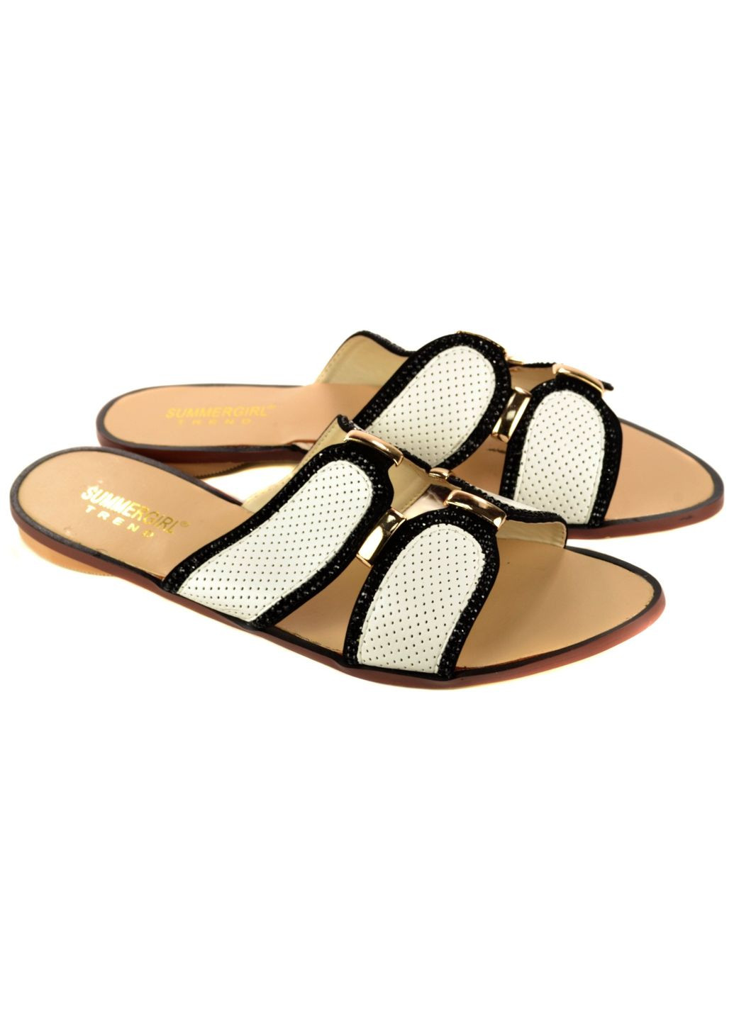 Черно-белые летние шлепанцы SUMMERGIRL
